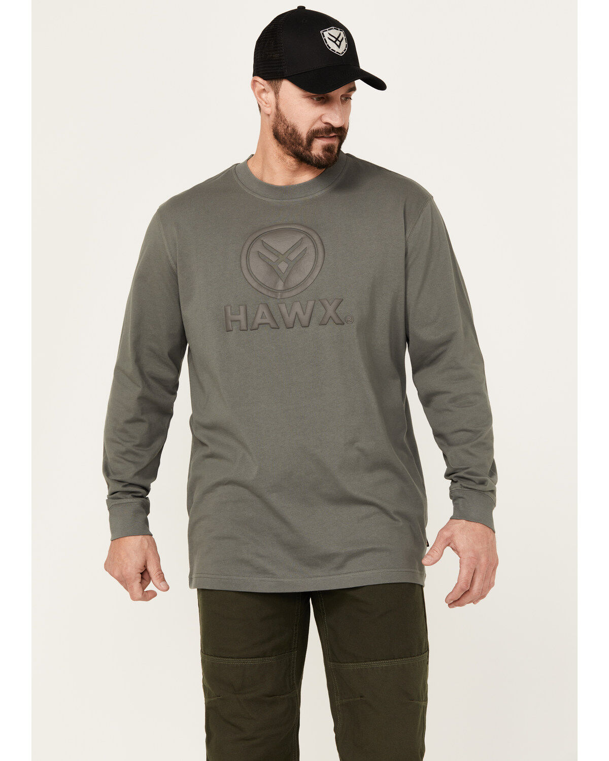 Image #1 - Hawx Men's Long Sleeve Graphic Work T-Shirt, Charcoal, hi-res