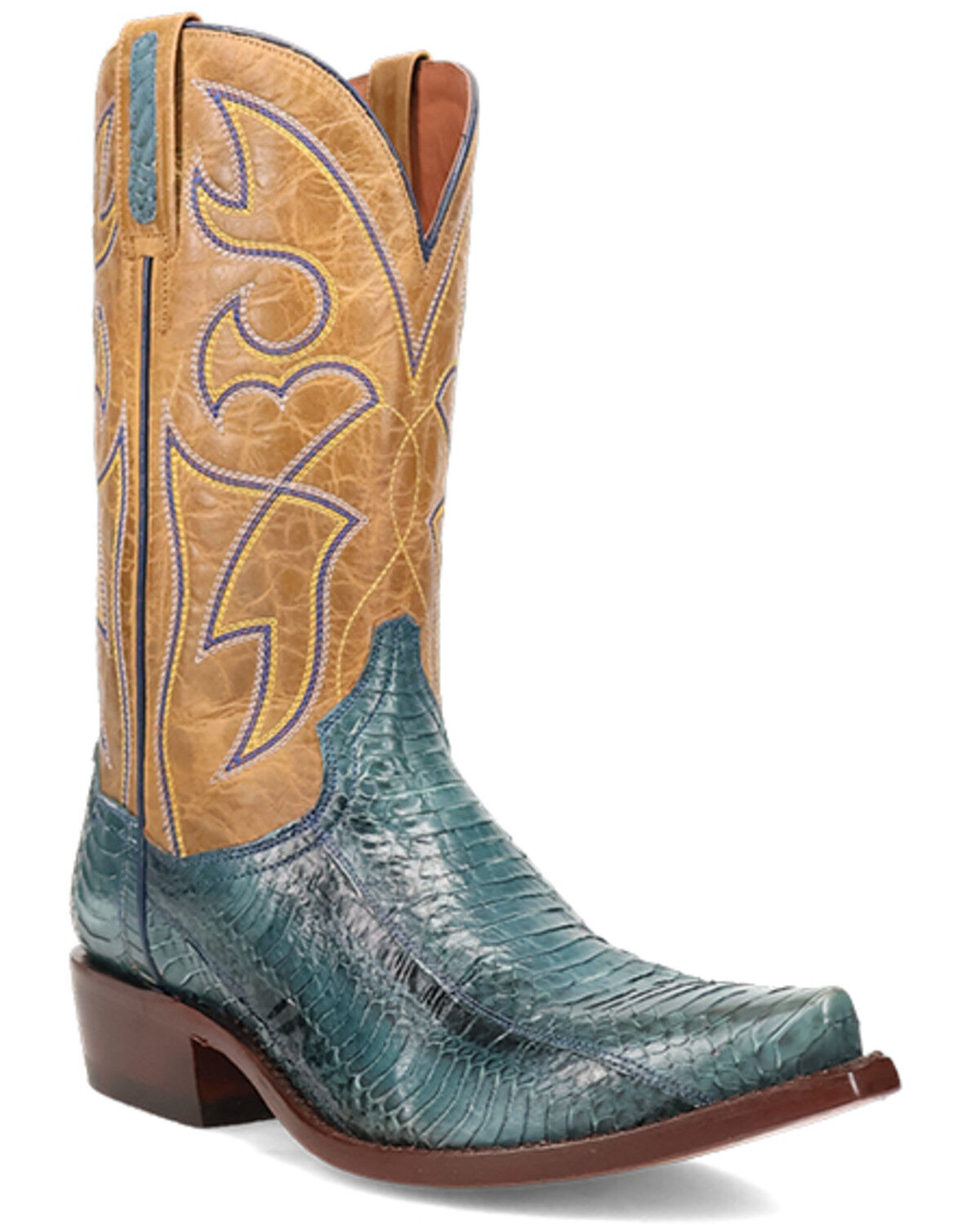 Dan Post Men's Exotic Snake Western Boots - Snip Toe, Blue, hi-res