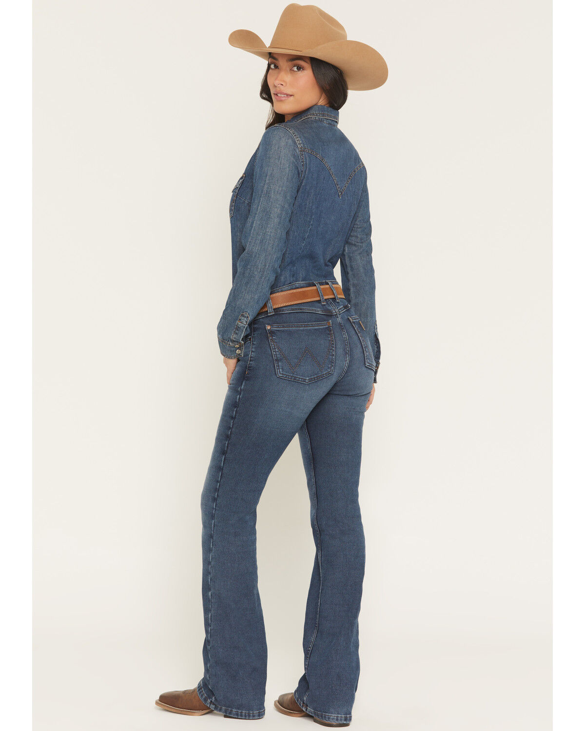 Image #3 - Wrangler Retro Women's Mae Dark Wash Mid Rise Lined Bootcut Stretch Denim Jeans, Dark Wash, hi-res