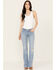 Image #1 - Lucky Brand Women's Light Wash Capsize Destruction Mid Rise Sweet Flare Jeans, Light Wash, hi-res