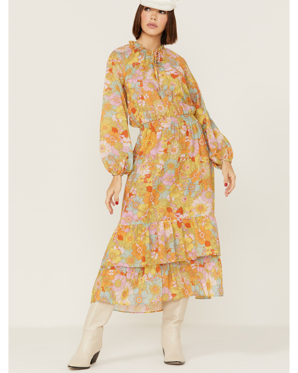 Image #1 - Show Me Your Mumu Women's Cait Groovy Blooms Midi Dress, Multi, hi-res