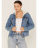 Image #1 - Wrangler Women's Medium Wash Sherpa Lined Denim Jacket, Indigo, hi-res