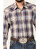 Image #3 - Roper Men's Amarillo Plaid Print Long Sleeve Pearl Snap Western Shirt, Navy, hi-res