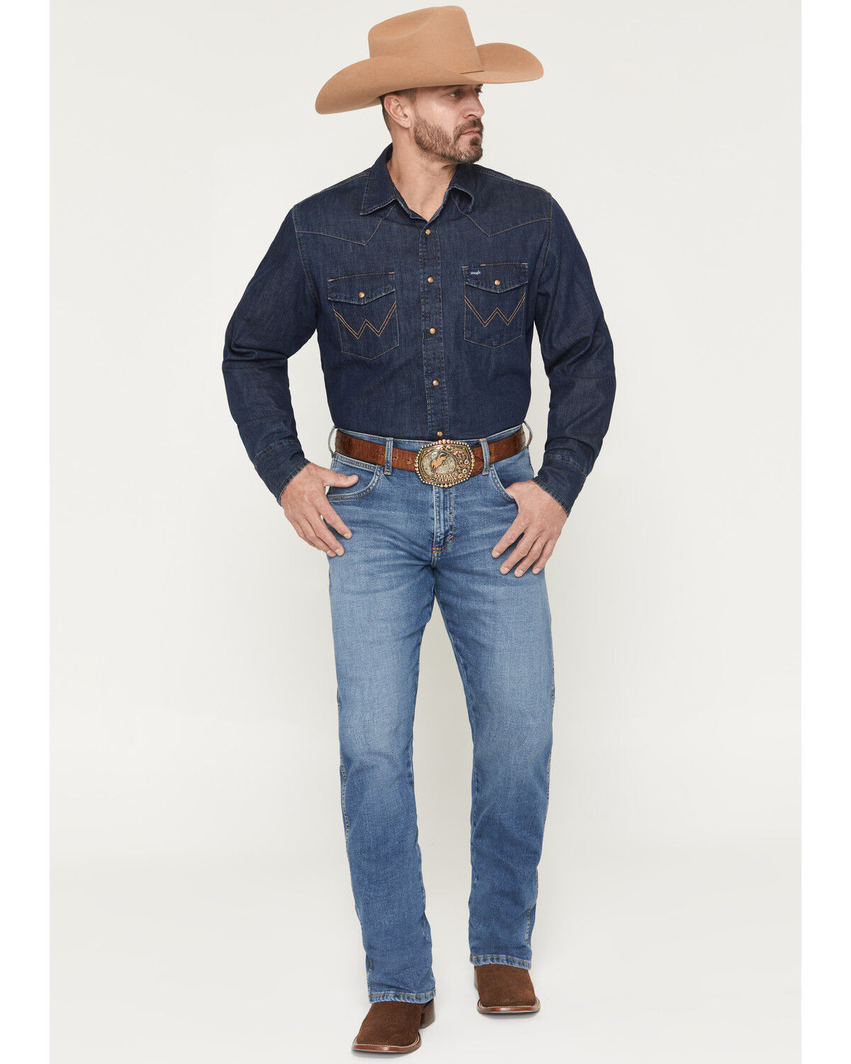 Image #1 - Wrangler Retro Men's WRT20 Evans Medium Wash Relaxed Bootcut Stretch Denim Jeans, Medium Wash, hi-res
