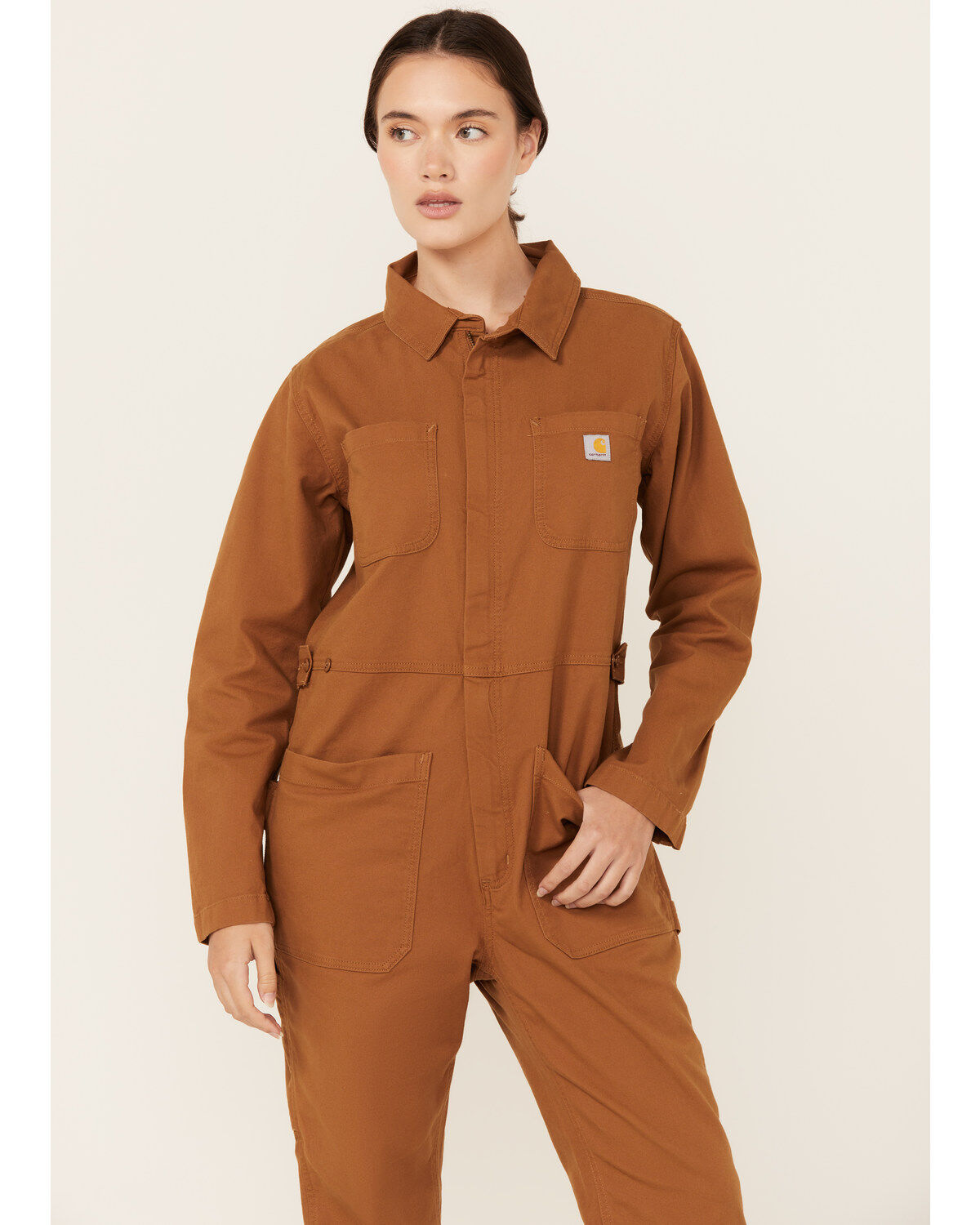 Image #2 - Carhartt Women's Rugged Flex&reg; Relaxed Fit Canvas Coveralls, Tan, hi-res