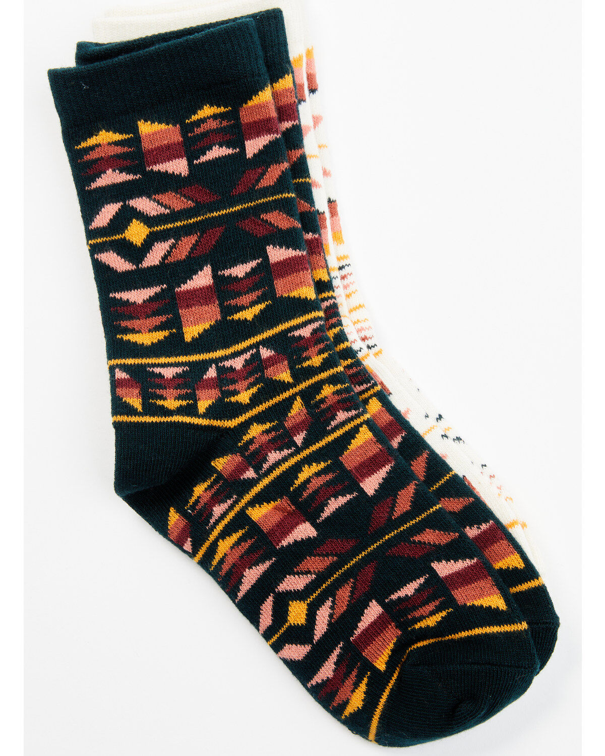 Shyanne Girls' Josie Southwestern Print Socks - 2 Pack, Brandy Brown, hi-res