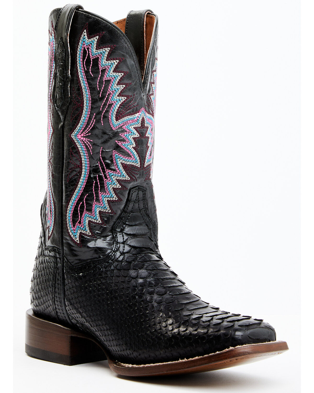 Dan Post Women's Back Cut Python Exotic Western Boot - Broad Square Toe, Black, hi-res