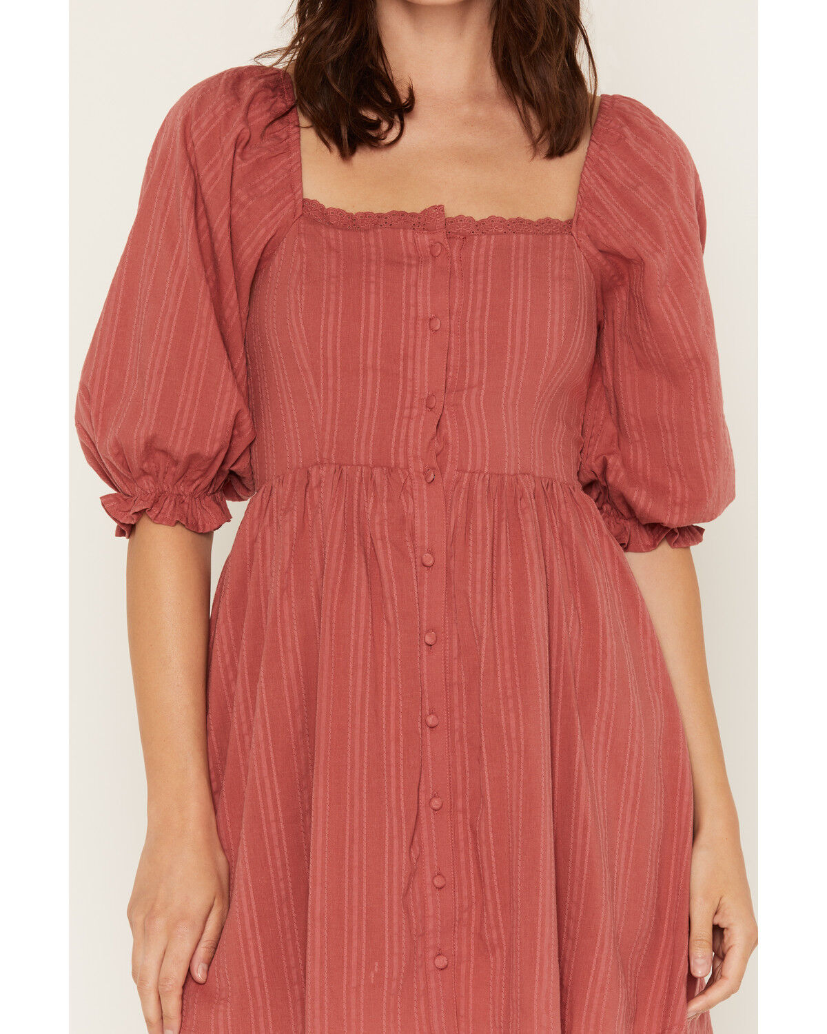 Image #3 - Cleo + Wolf Women's Short Sleeve Button-Front Mini Dress, Rose, hi-res