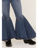 Image #2 - Shyanne Little Girls' Medium Wash Ruffle Trumpet Flare Jeans, Dark Medium Wash, hi-res