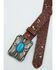 Image #2 - Shyanne Women's Indiana Inlay Filigree Leather Buckle Belt, Brown, hi-res