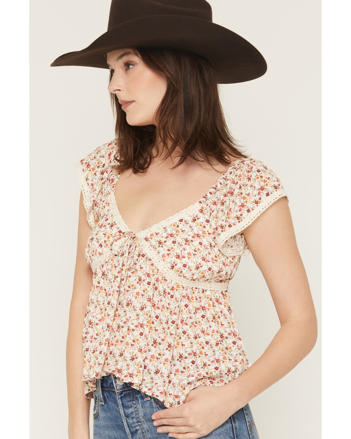Image #2 - Wild Moss Women's Ditsy Floral Print Short Sleeve Shirt, Multi, hi-res