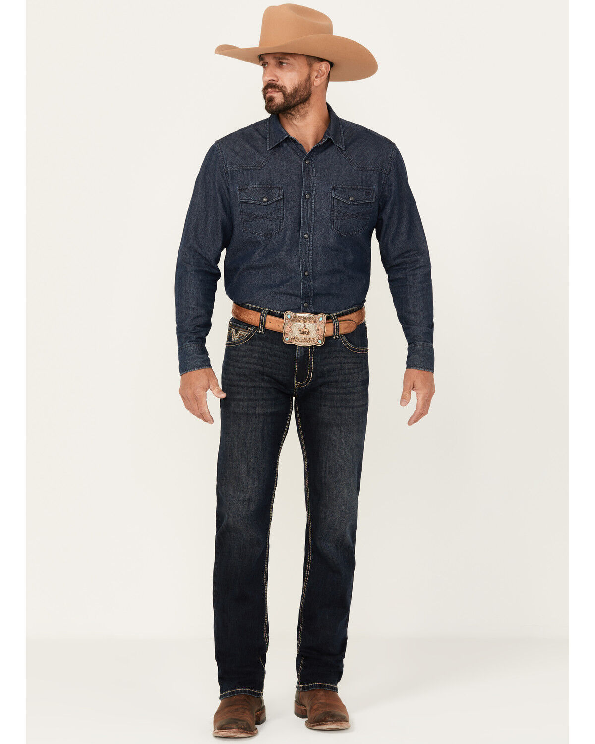 Rock & Roll Denim Men's Revolver Dark Wash Slim Straight Stretch Denim Jeans, Dark Wash, hi-res