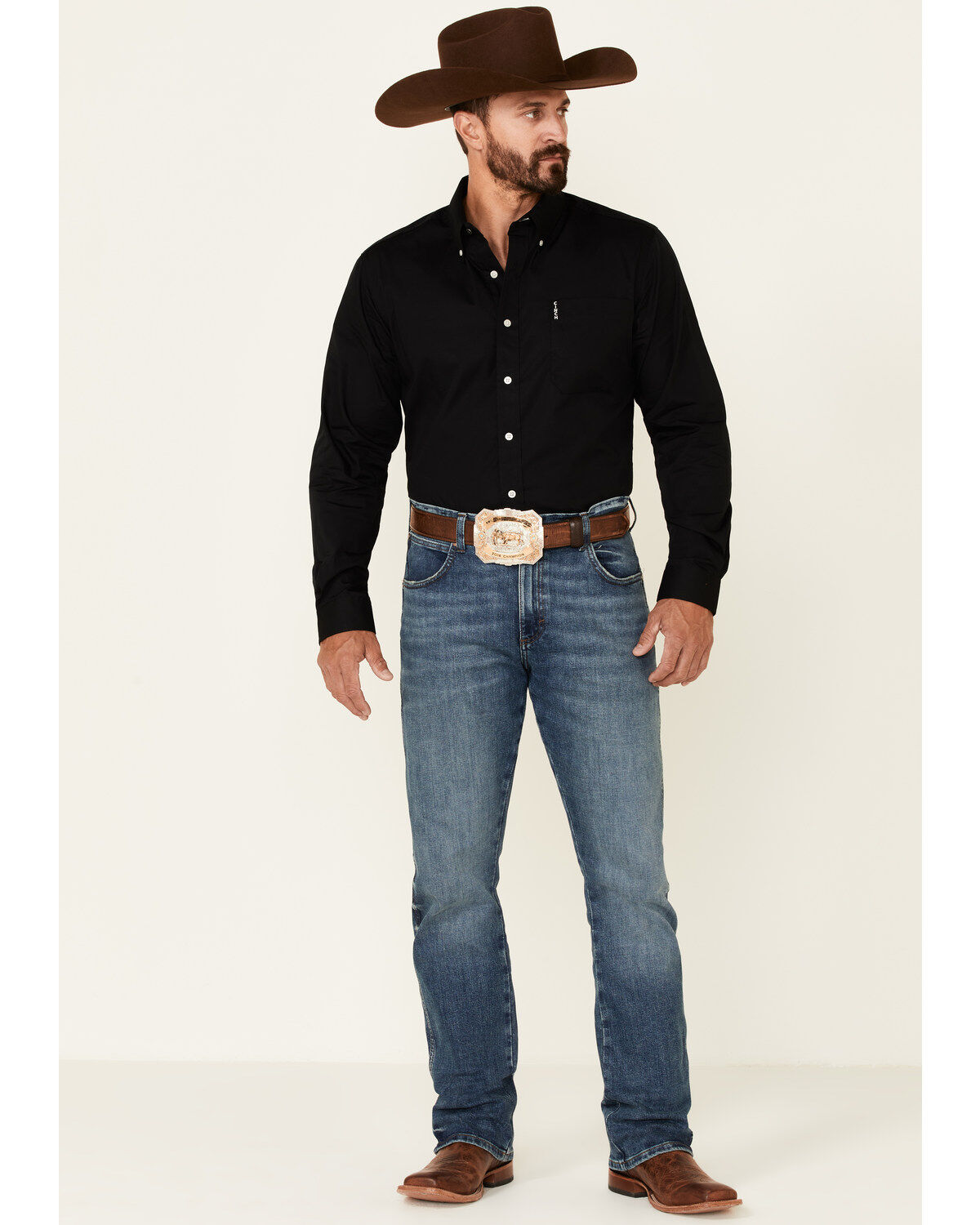 Image #2 - Cinch Men's Modern Fit Solid Long Sleeve Button-Down Western Shirt, Black, hi-res