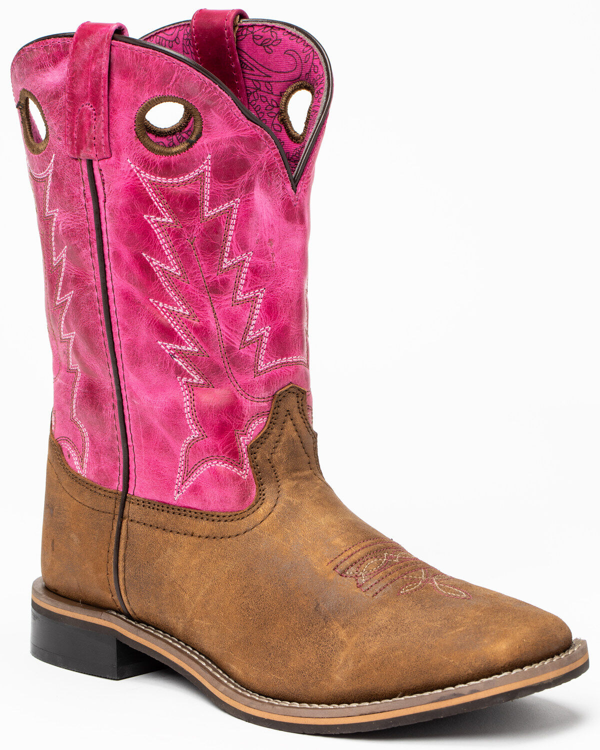 Image #1 - Shyanne Little Girls' Lainie Western Boots - Square Toe, Brown/pink, hi-res