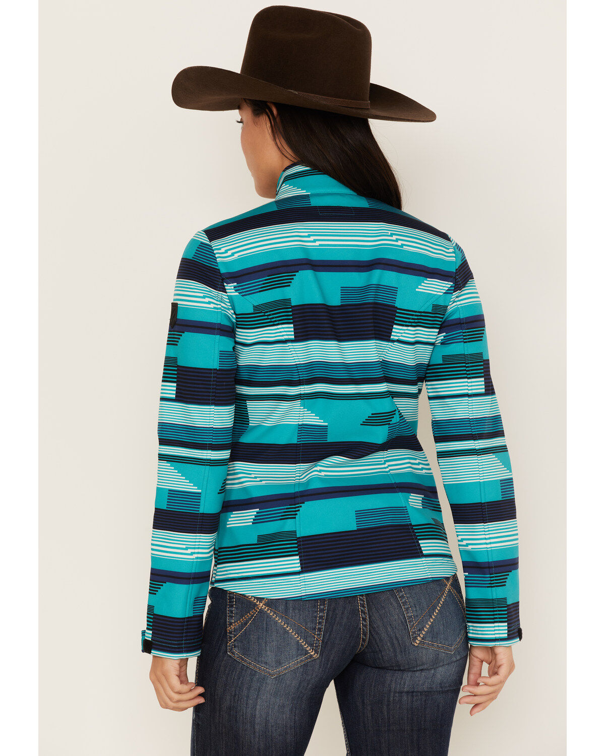 Image #4 - RANK 45&reg; Women's Abstract Striped Softshell Jacket, Turquoise, hi-res