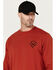 Image #3 - Hawx Men's Linear Logo Long Sleeve Graphic Work T-Shirt , Red, hi-res