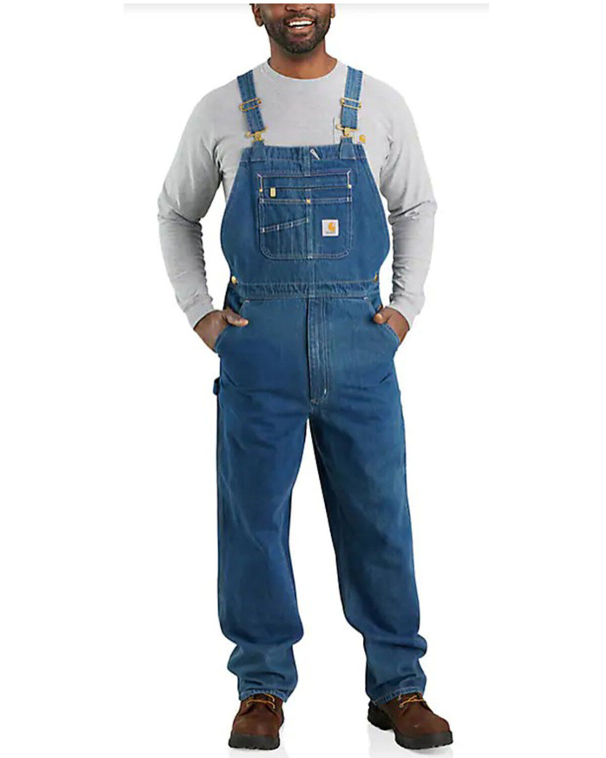 Image #1 - Carhartt Men's Darkstone Loose Fit Denim Bib Overalls, Blue, hi-res