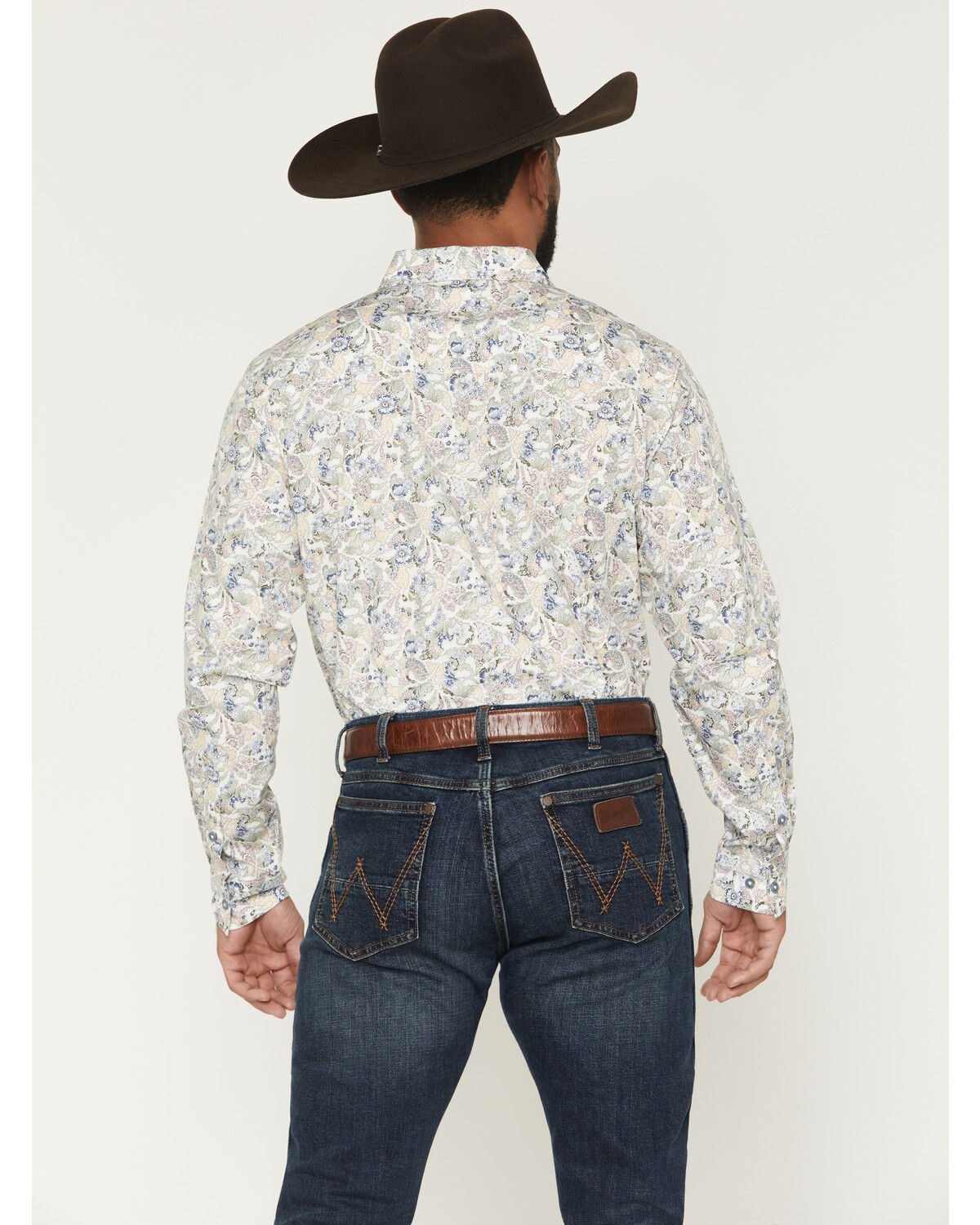 Image #4 - Gibson Trading Co Men's Wall Flower Paisley Print Long Sleeve Button-Down Western Shirt, White, hi-res