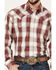 Image #3 - Stetson Men's Plaid Print Long Sleeve Pearl Snap Western Shirt, Maroon, hi-res