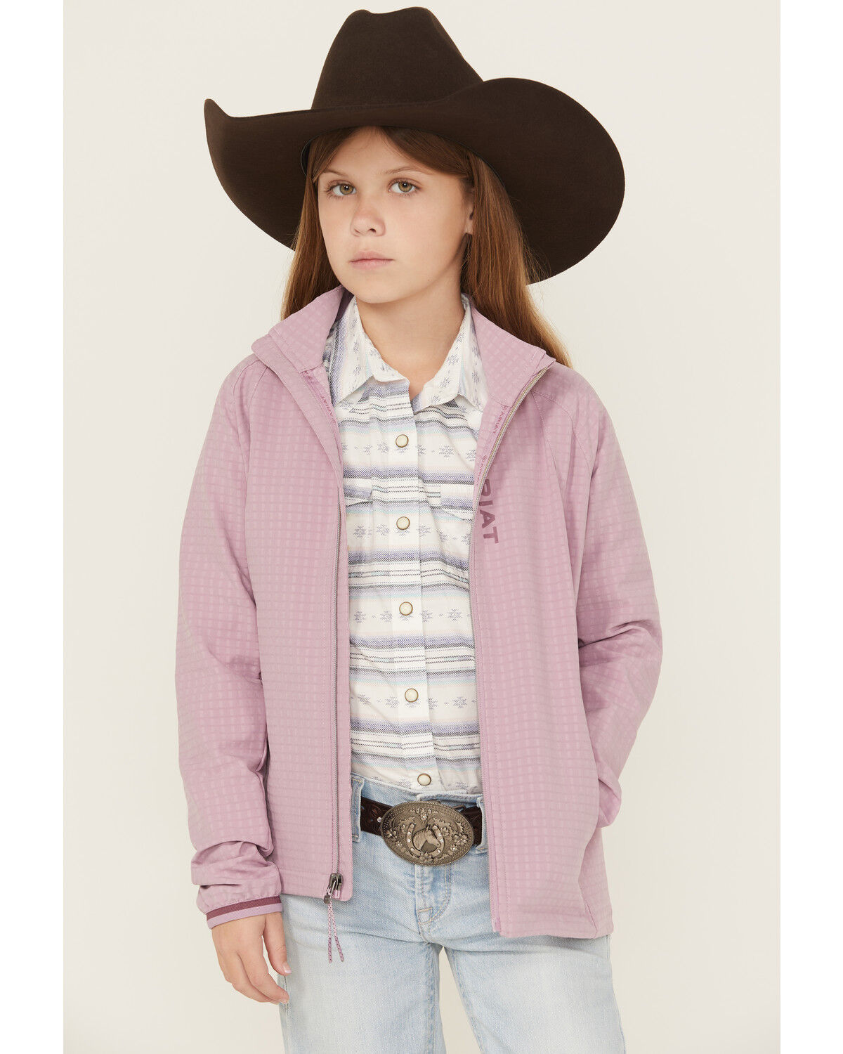 Ariat Girls' Solid Softshell Jacket, Lavender, hi-res