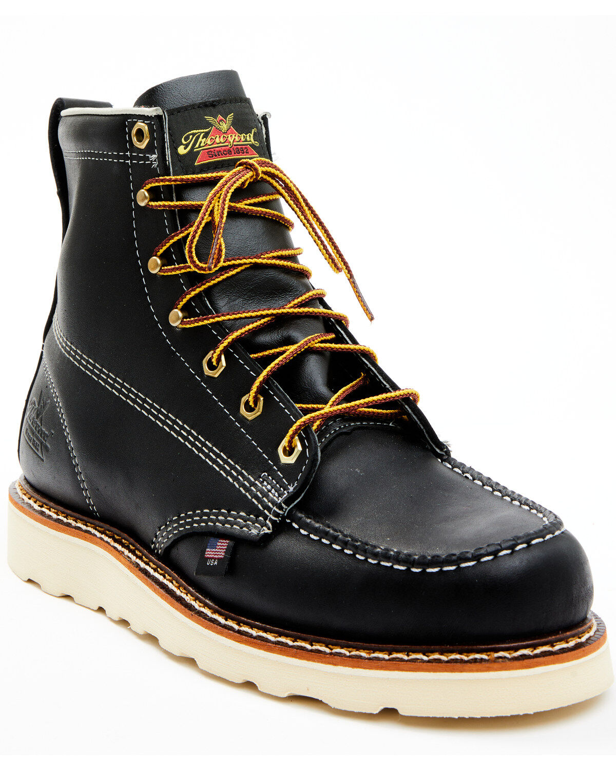 Thorogood Men's 6" American Heritage USA MAXWear Wedge&trade; Moc Work Boots - Steel Toe, Black, hi-res
