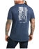 Image #2 - Ariat Men's Rebar American Outdoors Flag Graphic Short Sleeve Work Pocket T-Shirt , Heather Blue, hi-res