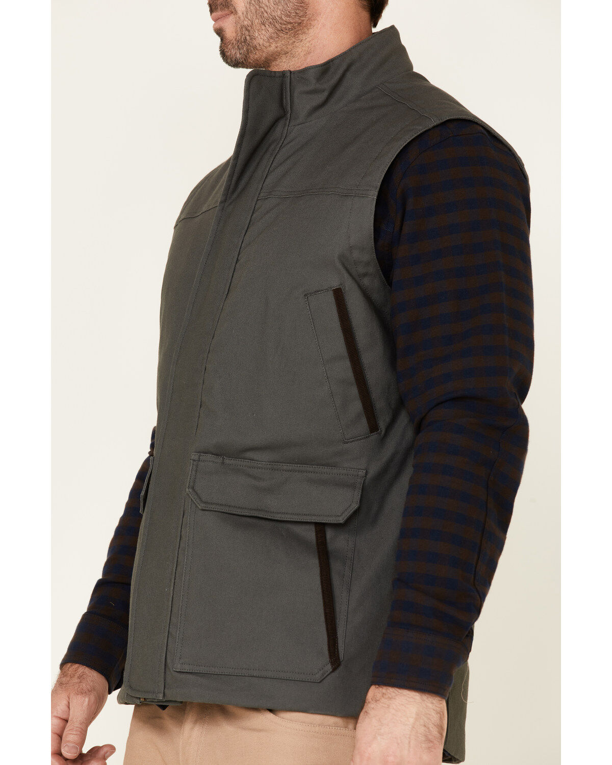 Image #4 - Hawx Men's Dark Gray Tejon Insulated Stretch Zip-Front Work Vest, Dark Grey, hi-res