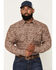 Image #1 - Cody James Men's FR Gila Striped Print Long Sleeve Snap Stretch Work Shirt, Dark Brown, hi-res