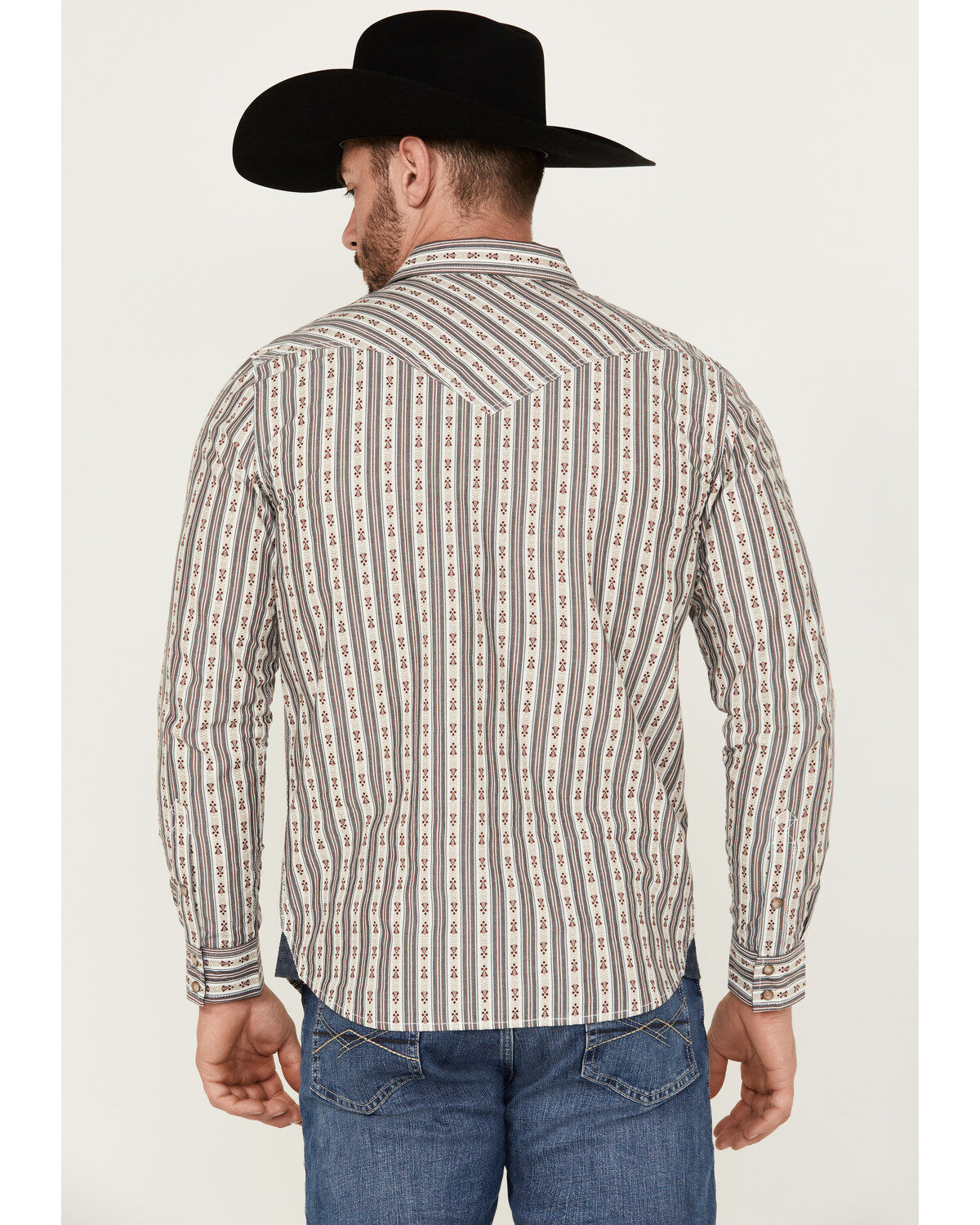 Image #4 - Moonshine Spirit&reg; Men's Southern Boy Striped Long Sleeve Pearl Snap Western Shirt, Cream, hi-res
