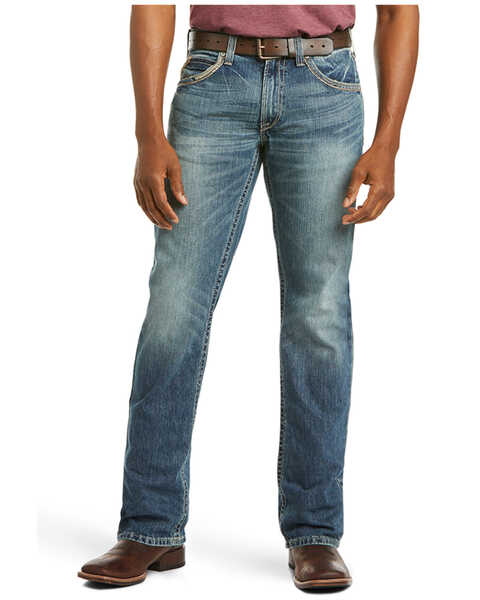 Image #1 - Ariat Men's M5 Low Rise Straight Leg Jeans, Med Stone, hi-res