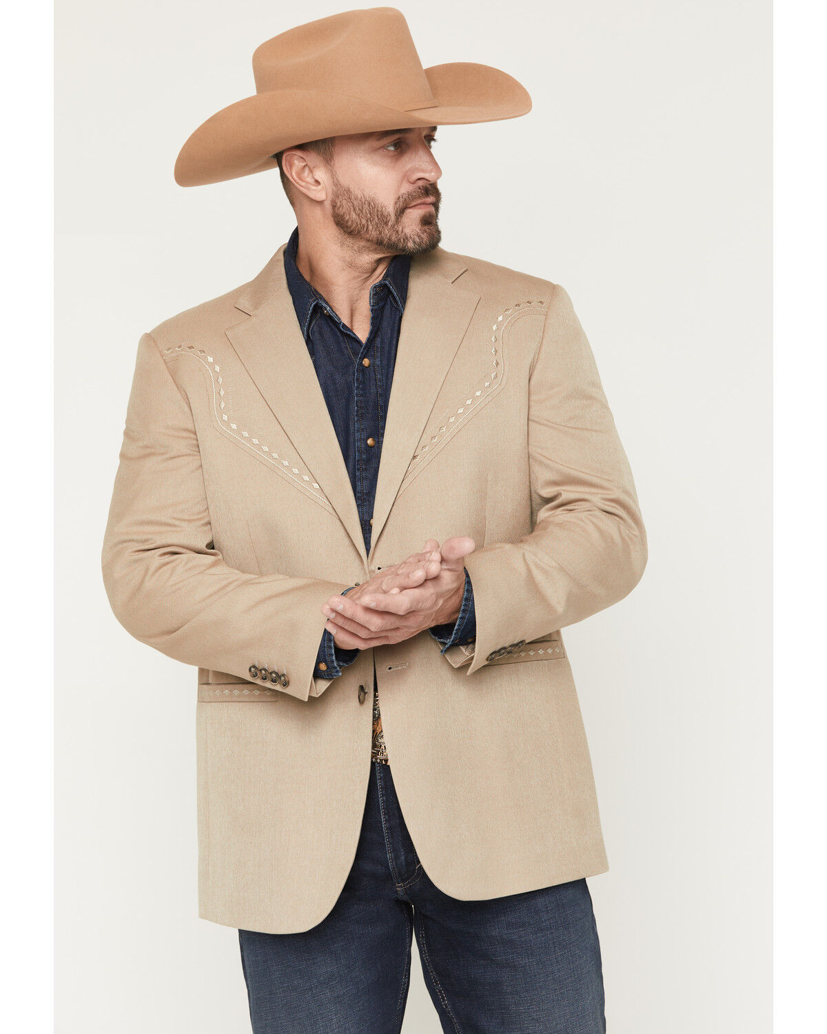 Image #1 - Cody James Men's Sundance Diamond Stitch Sportcoat, Tan, hi-res