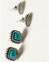 Image #3 - Shyanne Women's Feathers and Turquoise-Toned Earring Set - 3 Piece, Silver, hi-res