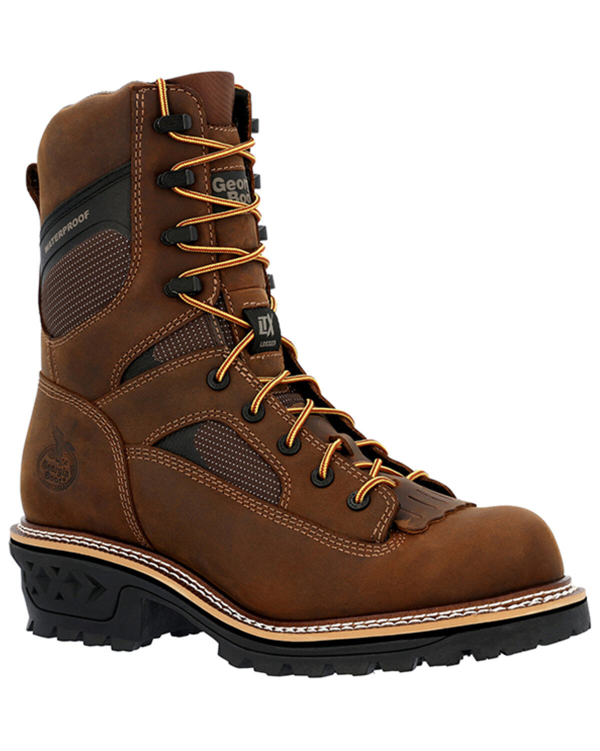 Image #1 - Georgia Boot Men's 9" LTX Logger Waterproof Work Boots - Composite Toe, Brown, hi-res
