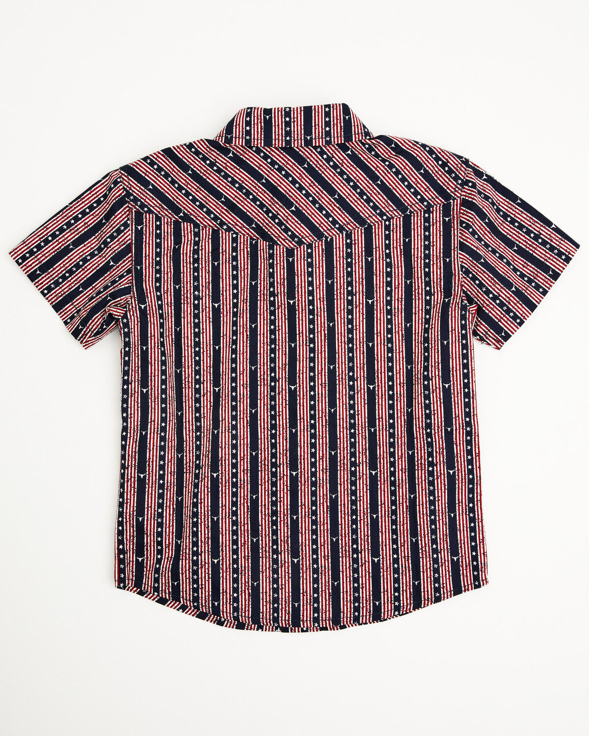Image #3 - Cody James Toddler Boys' Steer Head Stars & Stripes Short Sleeve Snap Western Shirt, Navy, hi-res