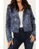 Image #3 - Idyllwind Women's Banbury Printed Faux Suede Moto Jacket , Steel Blue, hi-res