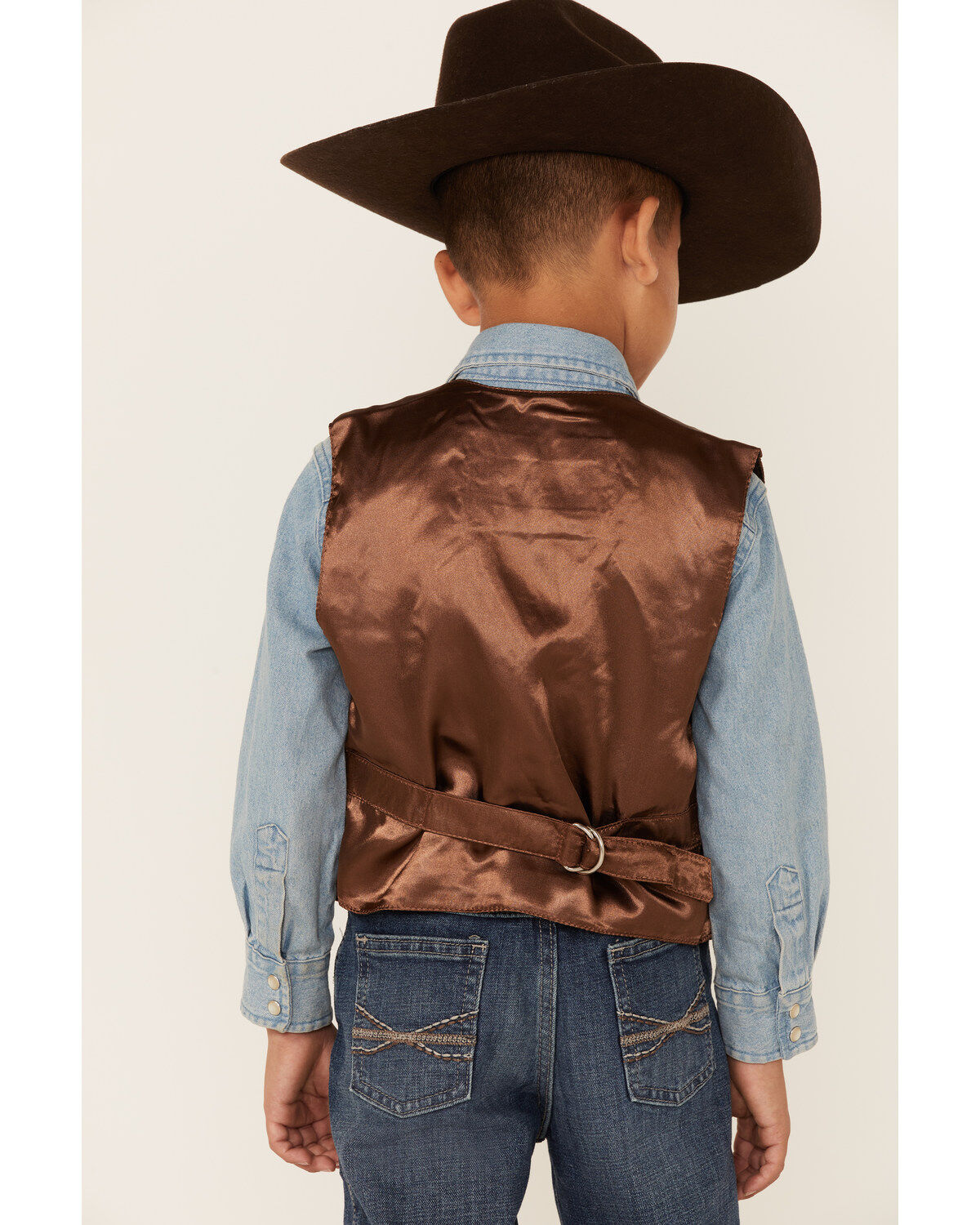 Image #3 - Scully Kid's Boar Suede Vest, Espresso, hi-res