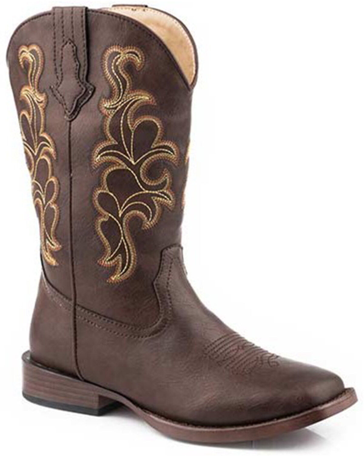 Roper Women's Cowboy Classic Faux Shaft Performance Western Boots - Square Toe, Brown, hi-res