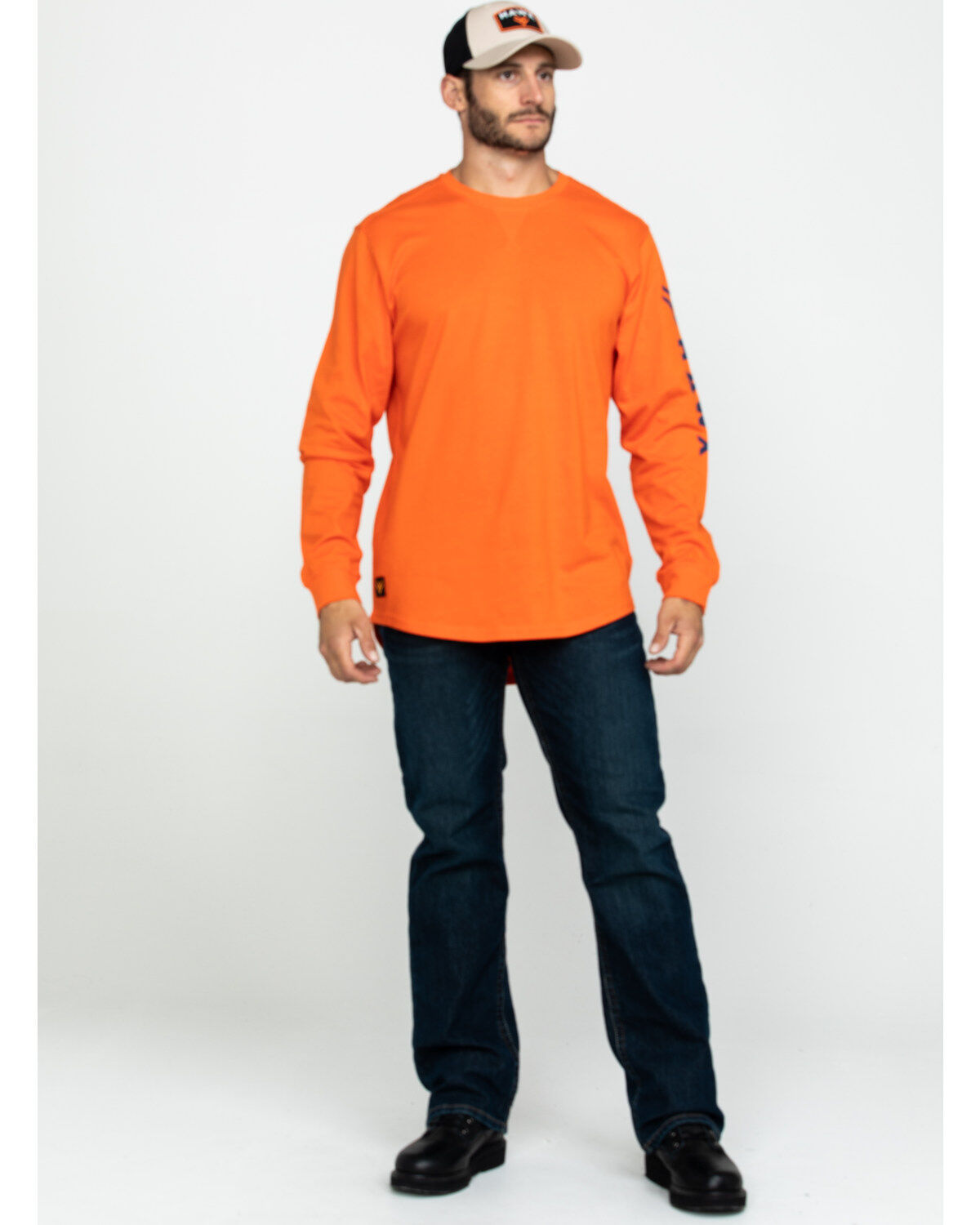 Image #6 - Hawx Men's Logo Long Sleeve Work T-Shirt - Big, Orange, hi-res