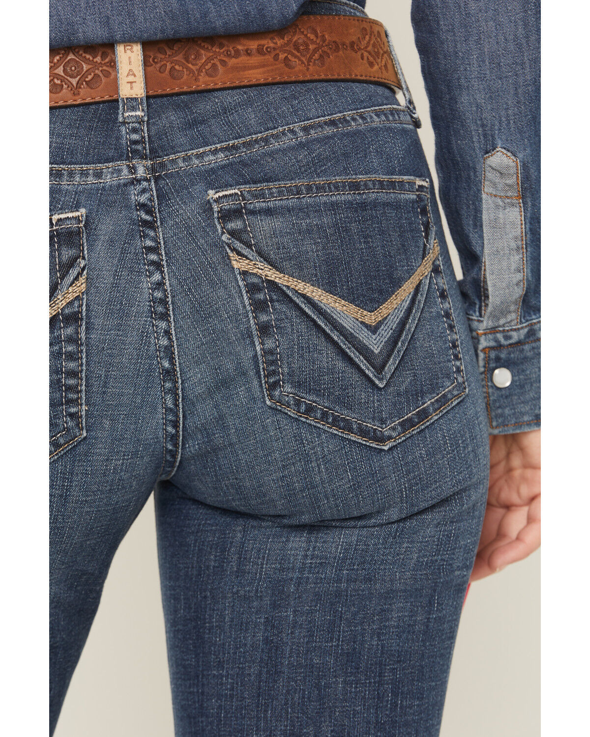 Image #4 - Ariat Women's Lelani Medium Wash Perfect Rise Trouser Stretch Denim Jeans, Medium Wash, hi-res