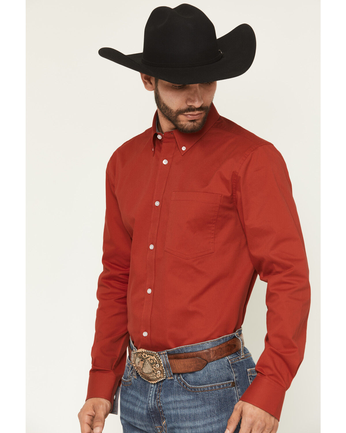 Image #2 - Cody James Men's Basic Twill Long Sleeve Button-Down Performance Western Shirt - Big, Red, hi-res