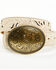 Image #1 - Shyanne Women's Nellie Tooled Cutout Oval Buckle Belt , Cream, hi-res