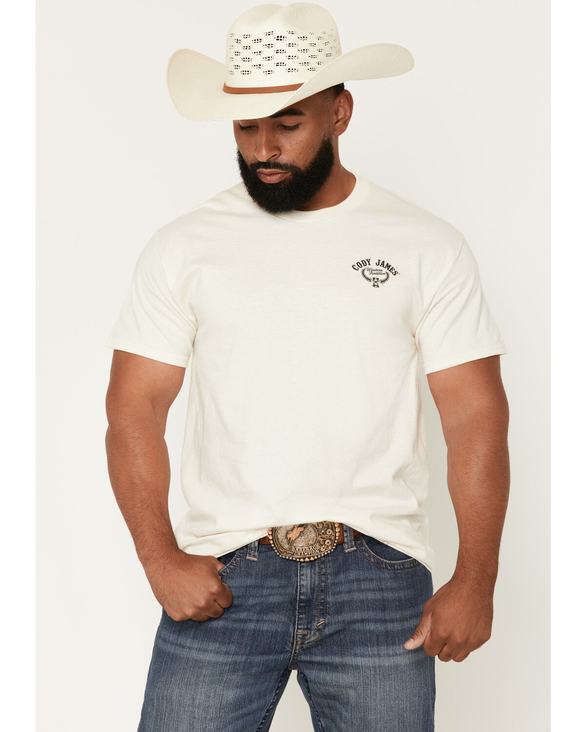 Cody James Men's Backtimes Up Short Sleeve Graphic T-Shirt, Cream, hi-res