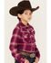 Image #2 - Shyanne Girls' Plaid Print Flannel Long Sleeve Western Pearl Snap Shirt, Purple, hi-res