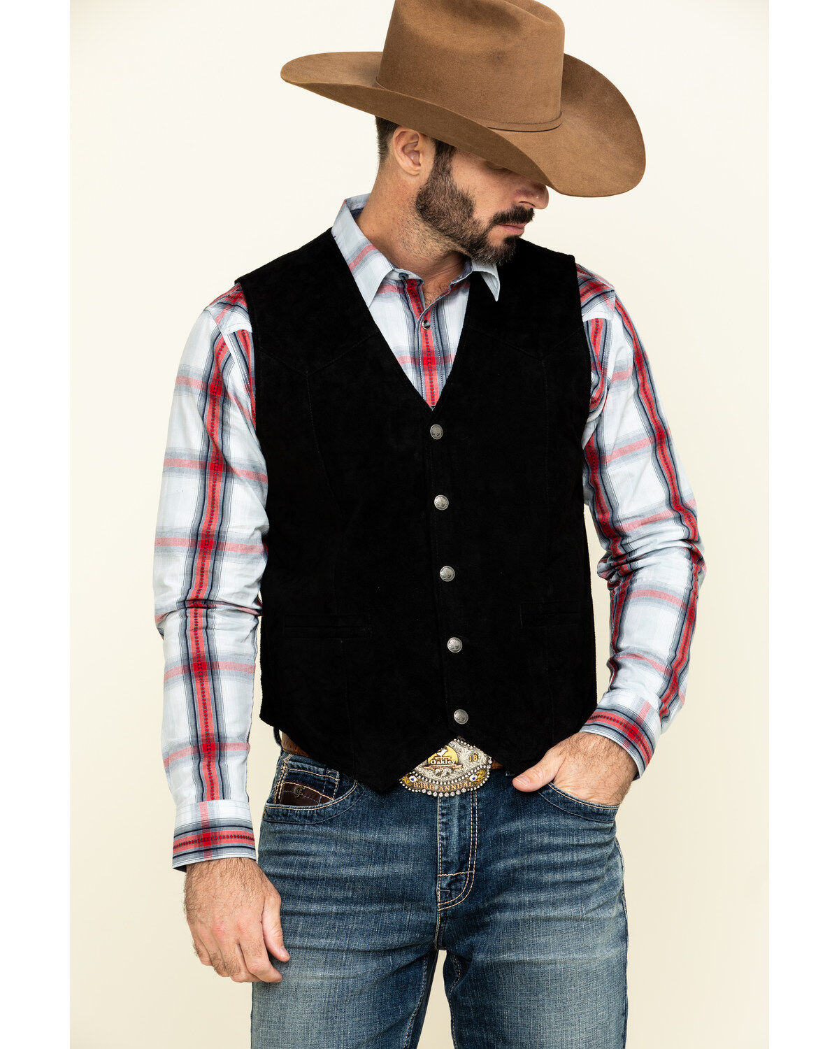 Image #1 - Cody James Men's Angus Suede Vest, Black, hi-res