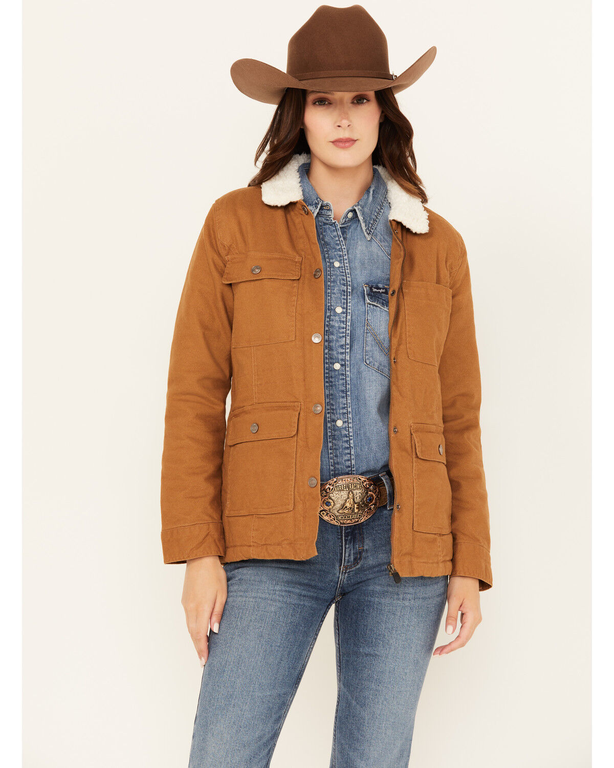 Image #1 - Shyanne Women's Sherpa Lined Canvas Barn Jacket, Brown, hi-res
