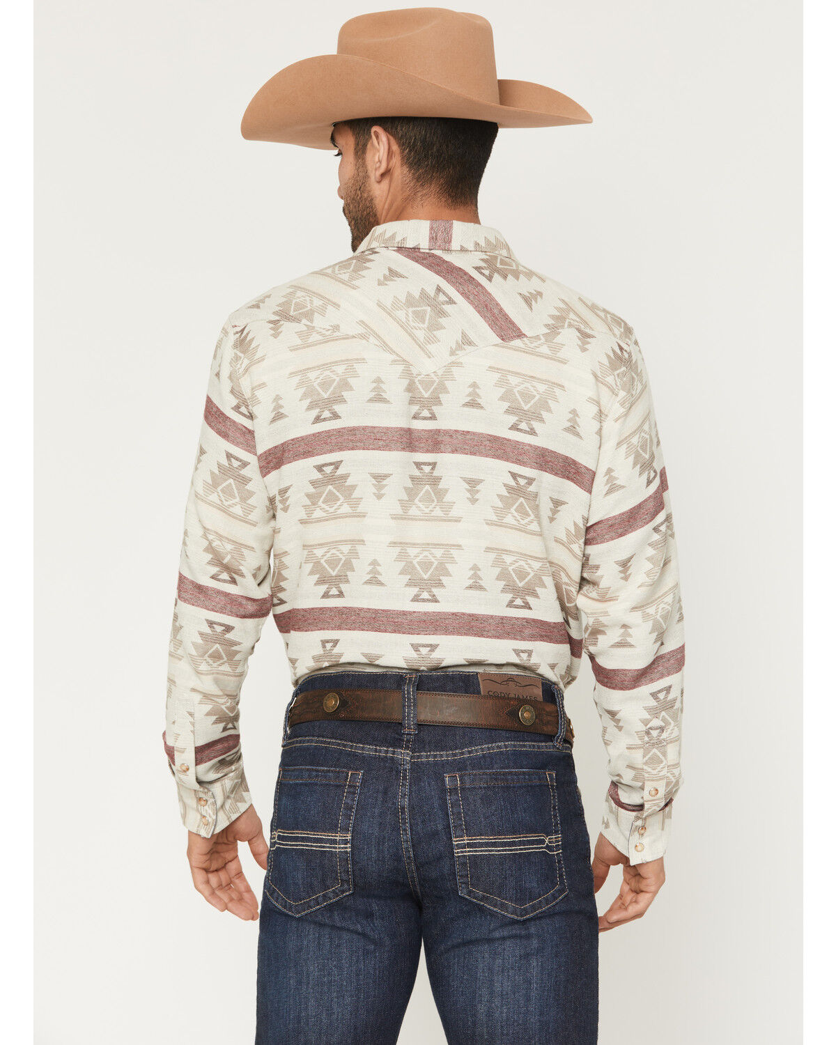 Image #4 - Cody James Men's Sierra Nevada Southwestern Print Long Sleeve Snap Western Shirt, Tan, hi-res