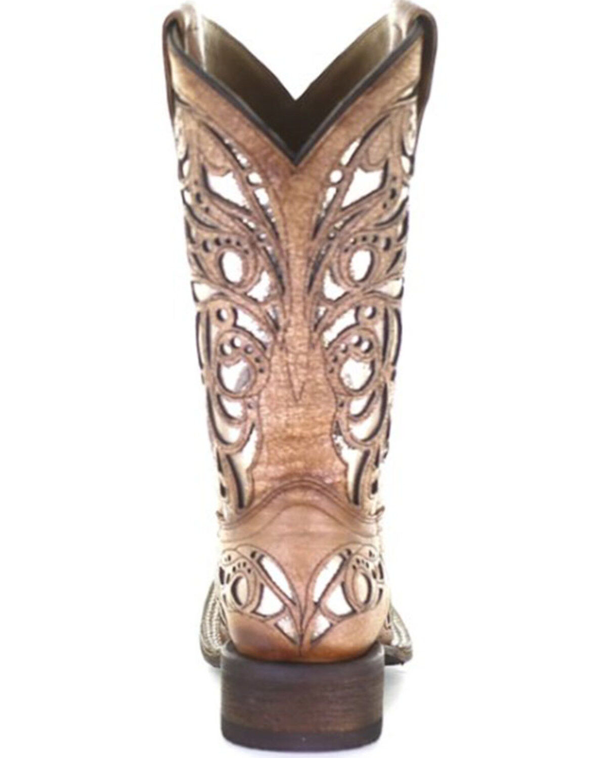 Image #5 - Corral Girls' Shiny Inlay Western Boots - Square Toe, Tan, hi-res