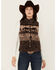 Image #1 - Shyanne Women's Buffalo Print Snap Sherpa Vest , Chocolate, hi-res