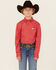 Image #1 - Cinch Boys' Geo Print Long Sleeve Western Shirt , Red, hi-res