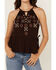 Image #3 - Shyanne Women's Embroidered Side Tie Tank Top, Chocolate, hi-res